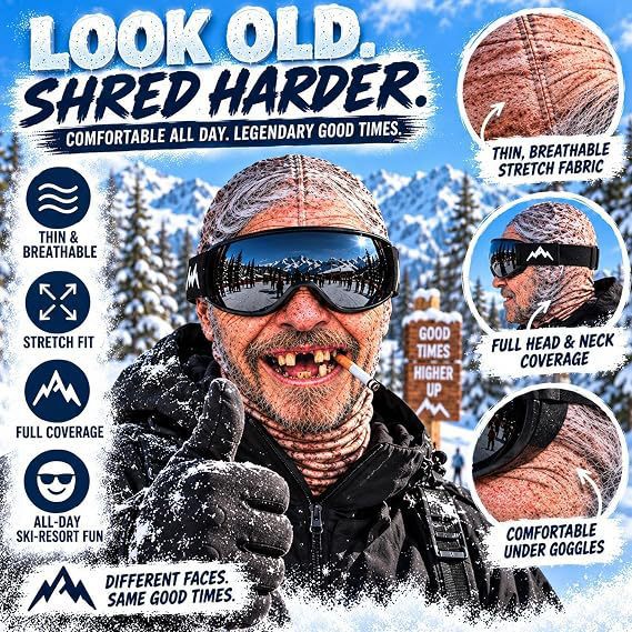 Funny Old Man Face Cover Winter Ski Mask for Outdoor Cosplay Party