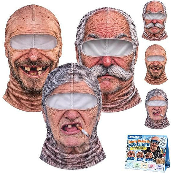 Funny Old Man Face Cover Winter Ski Mask for Outdoor Cosplay Party